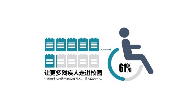 多色插画PPT环形图