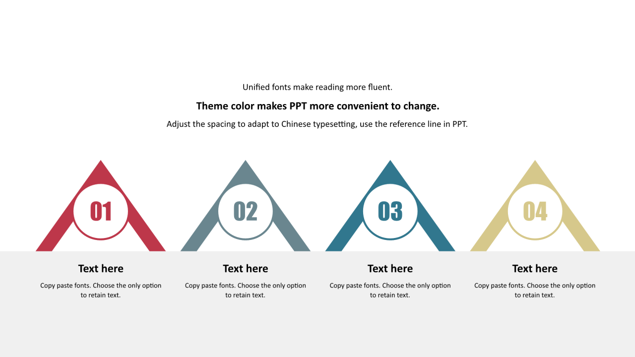 多色三角形扁平4项PPT列表