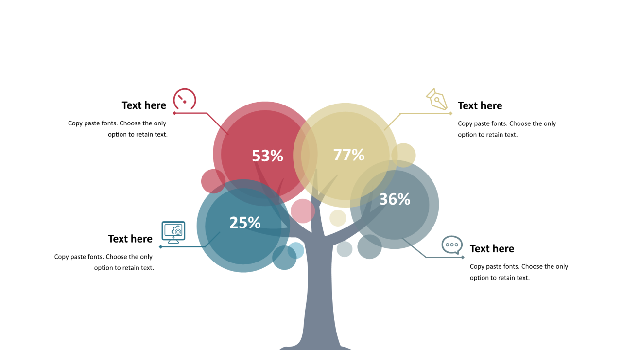 多色圆形扁平4项PPT列表