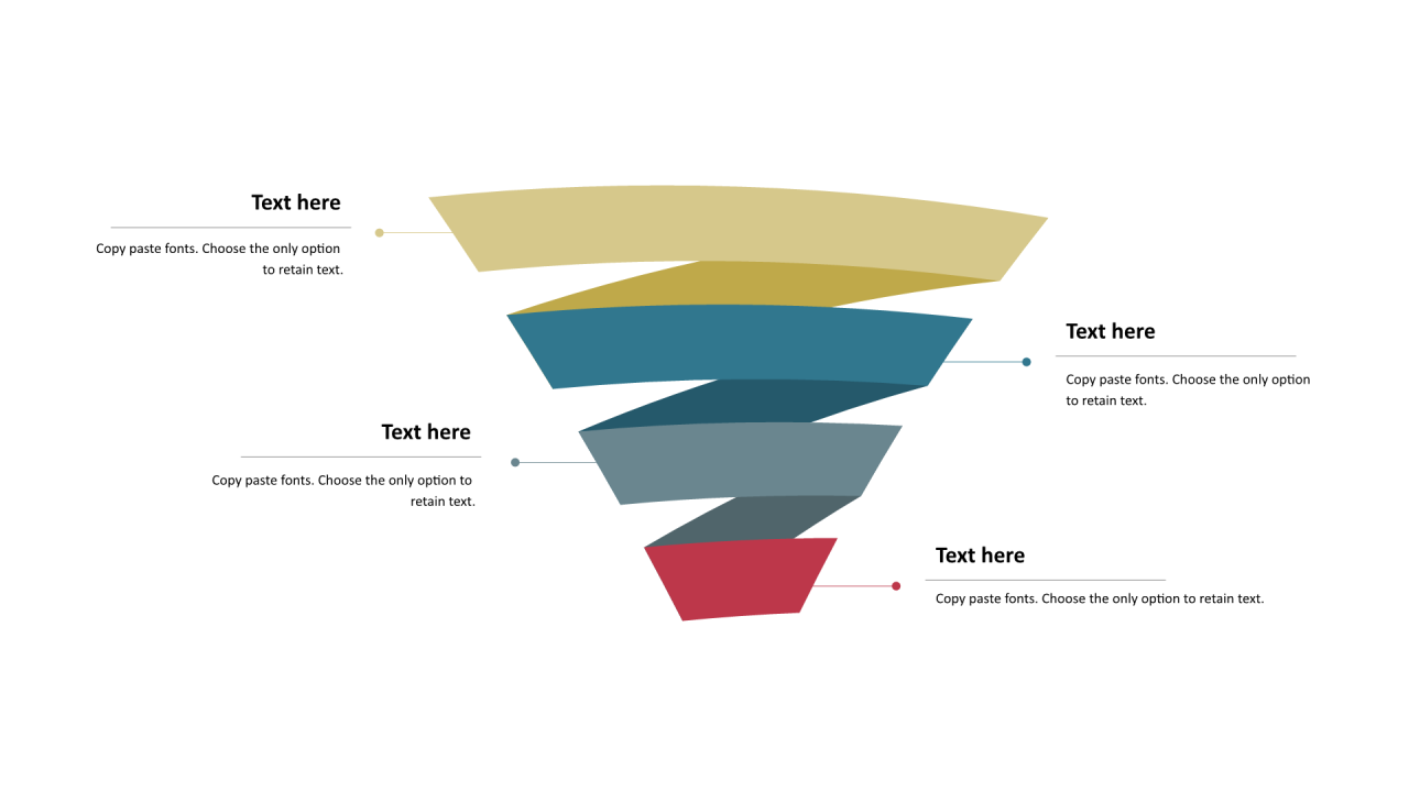 多色三角形扁平4项PPT层次结构