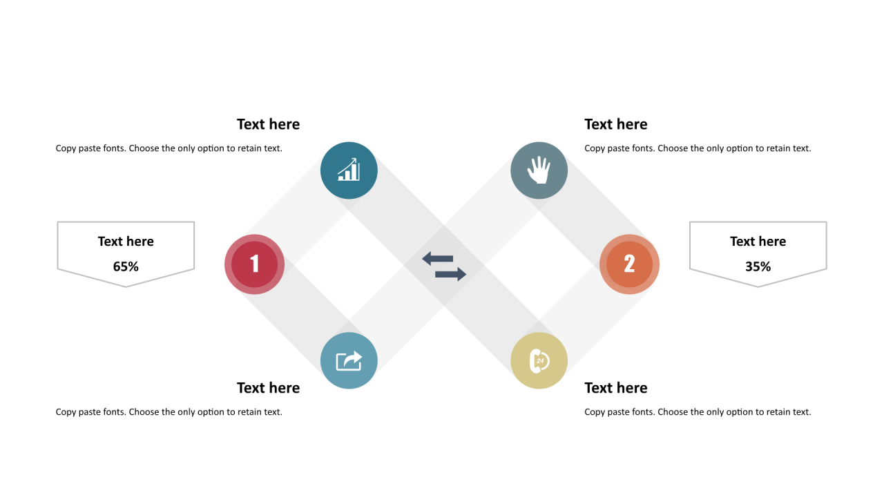 多色圆形扁平4项PPT关系