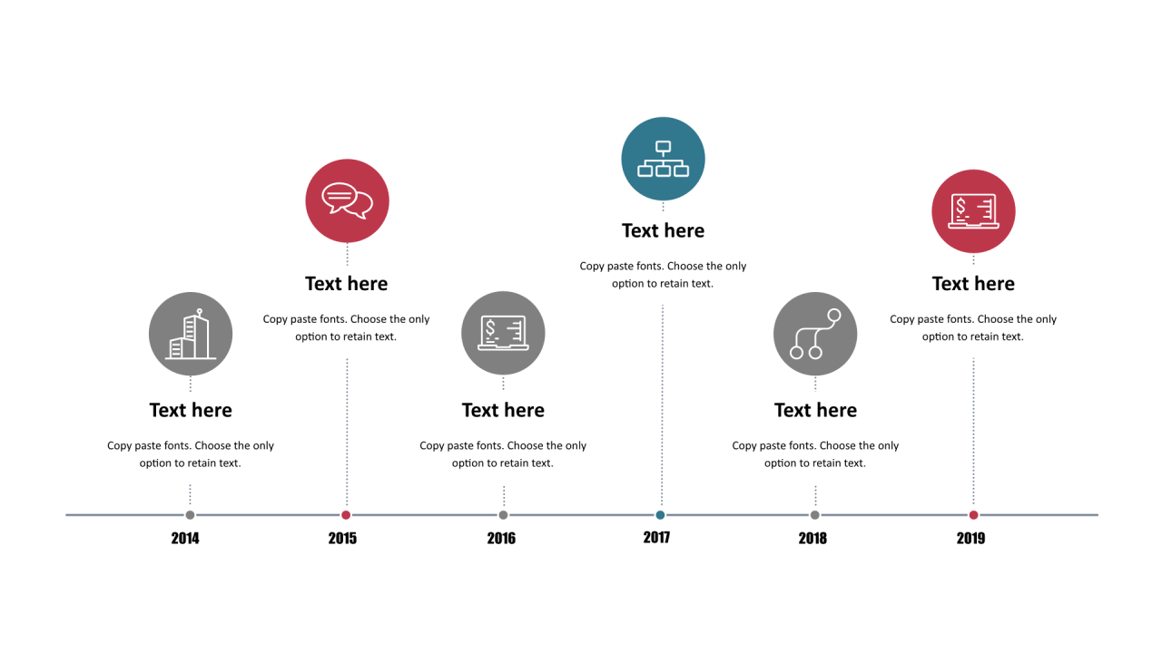 多色圆形扁平6项PPT列表