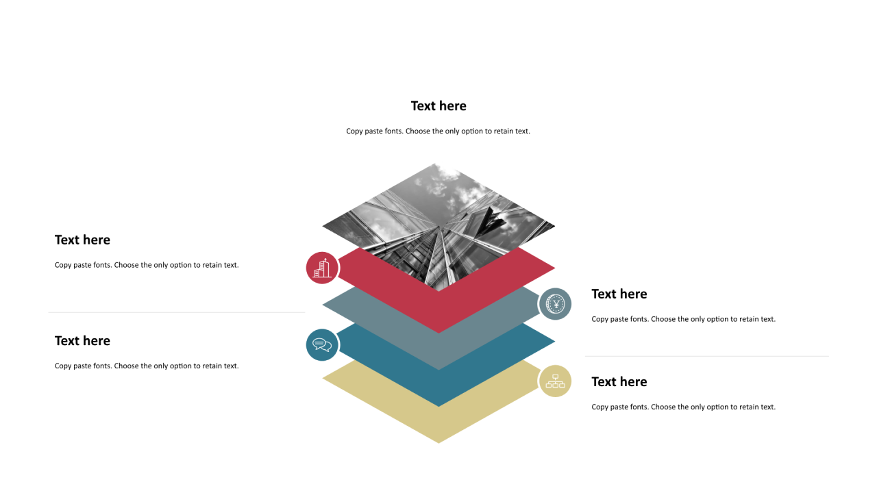 多色多边形扁平4项PPT列表