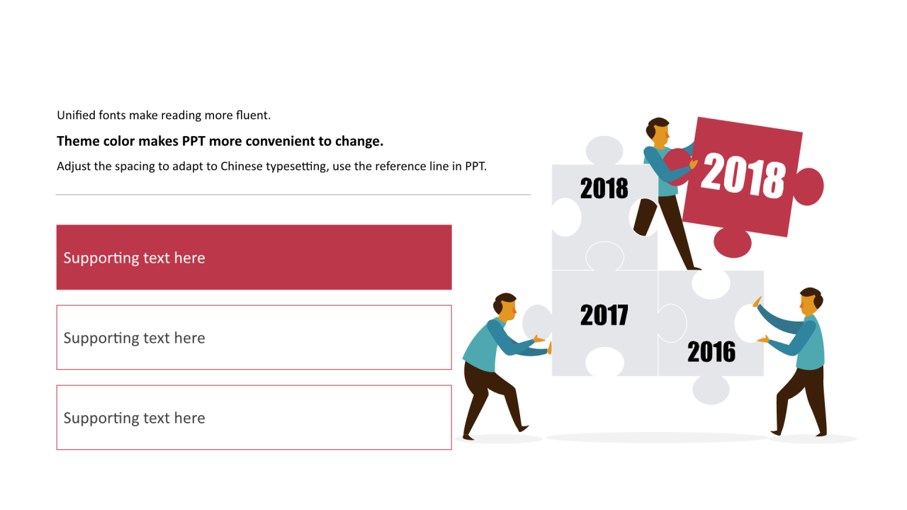 多色矩形扁平3项PPT列表