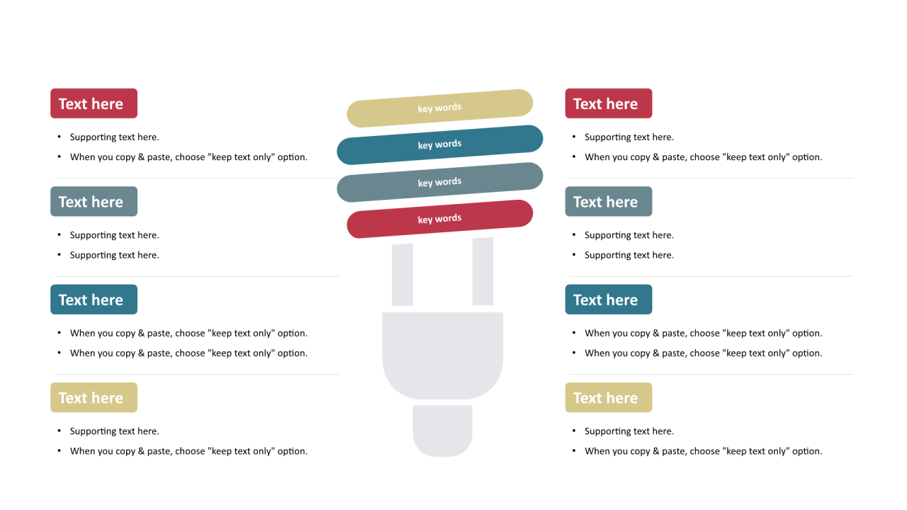 多色圆角矩形扁平8项PPT列表