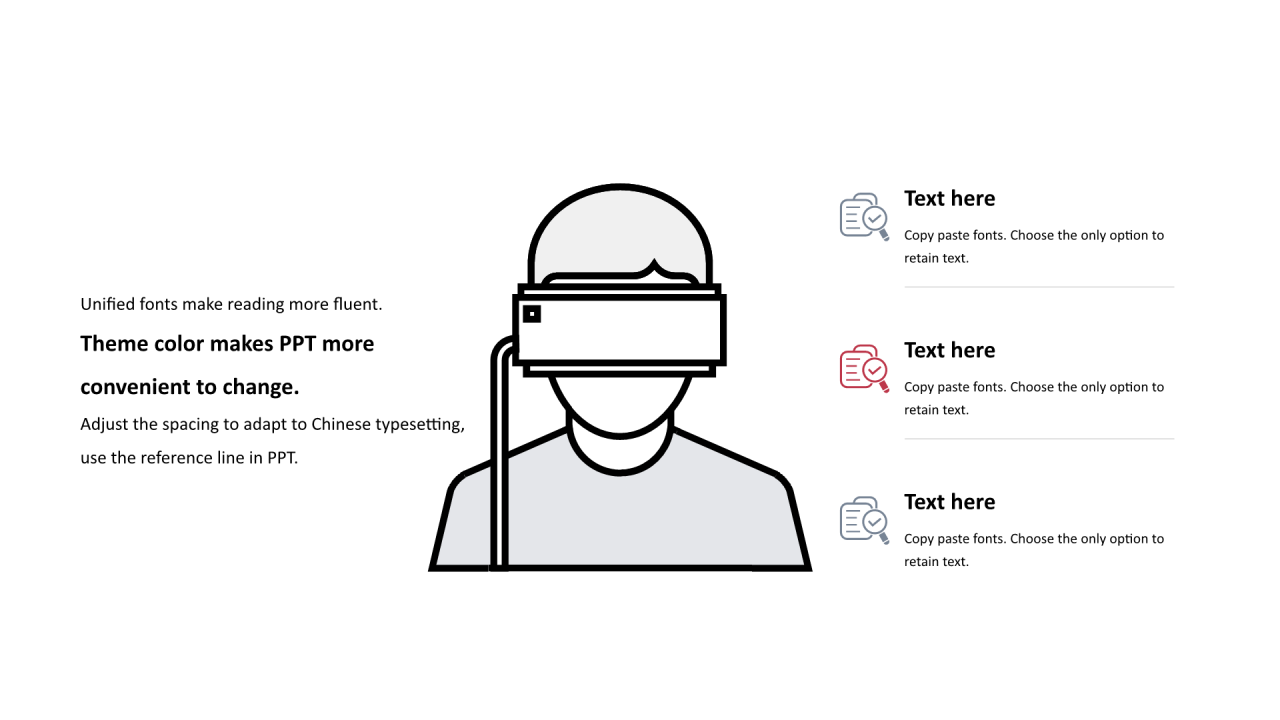 红色线条扁平3项PPT列表