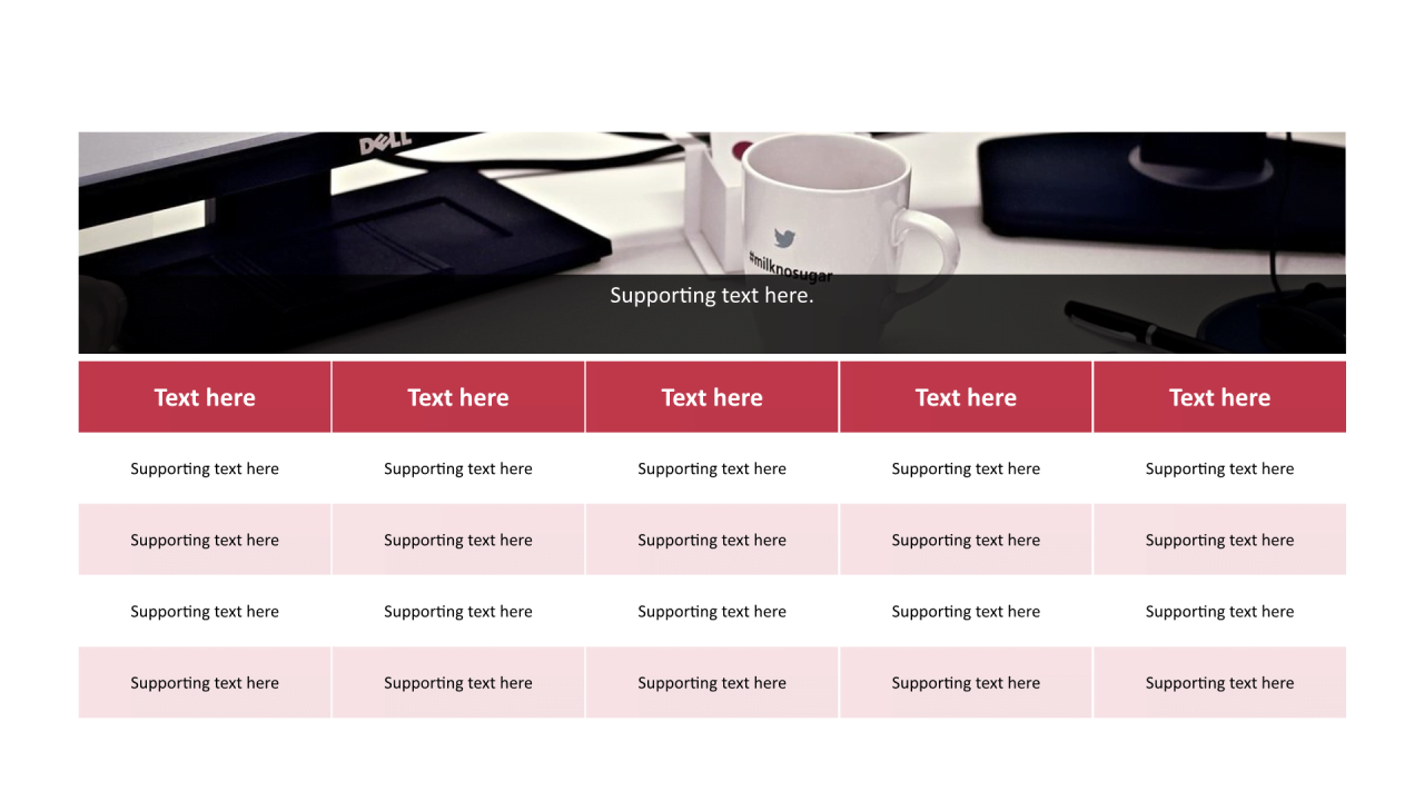 多色矩形扁平5项PPT列表