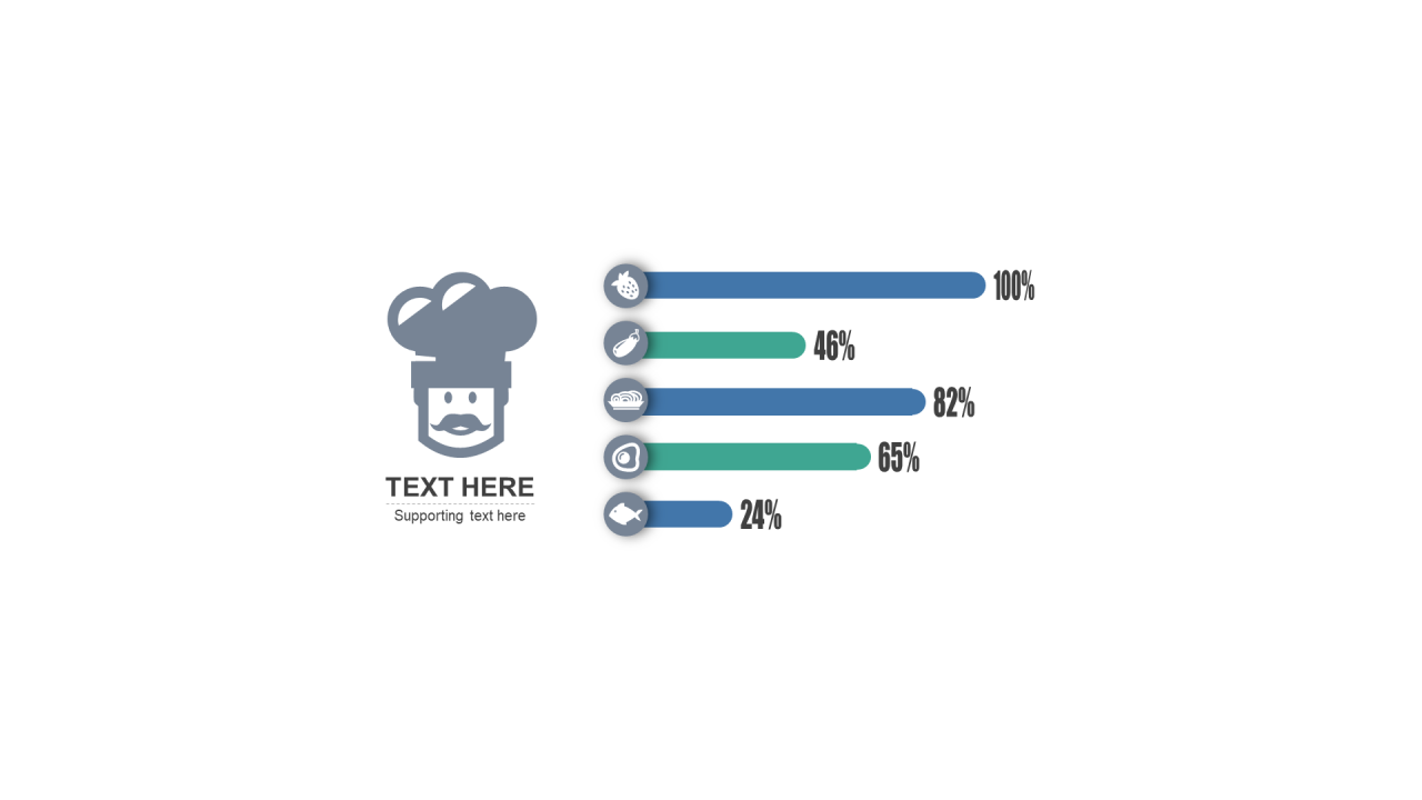 多色插画PPT条形图