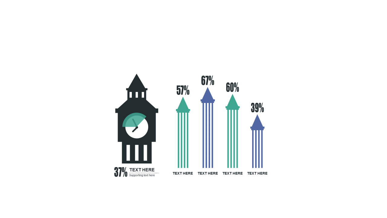 多色插画PPT柱状图