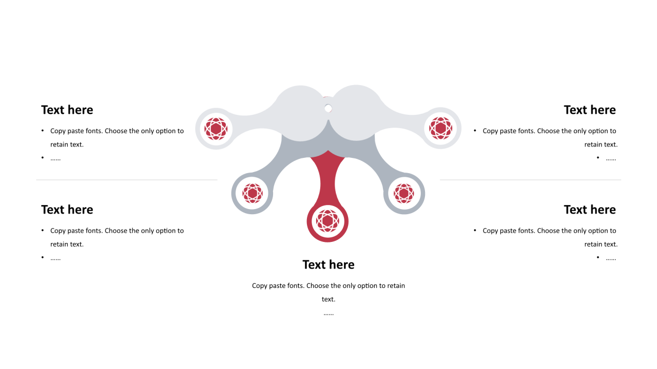 多色圆形扁平5项PPT列表