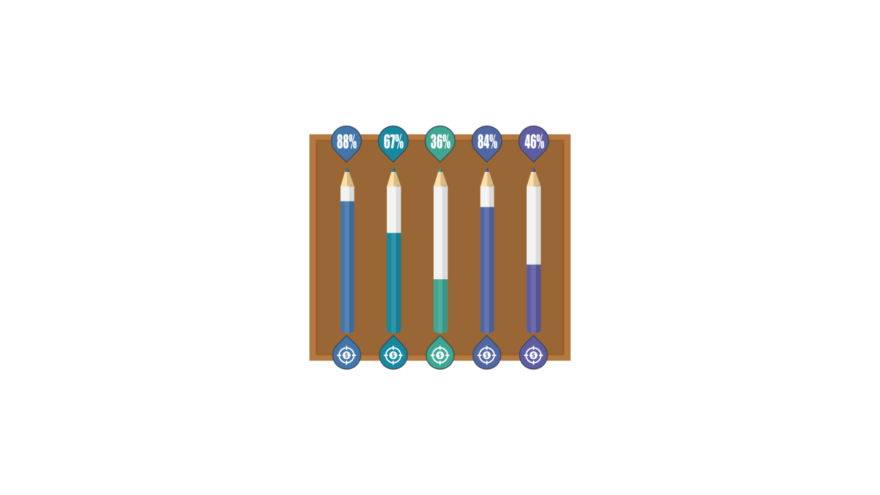 多色插画PPT柱状图