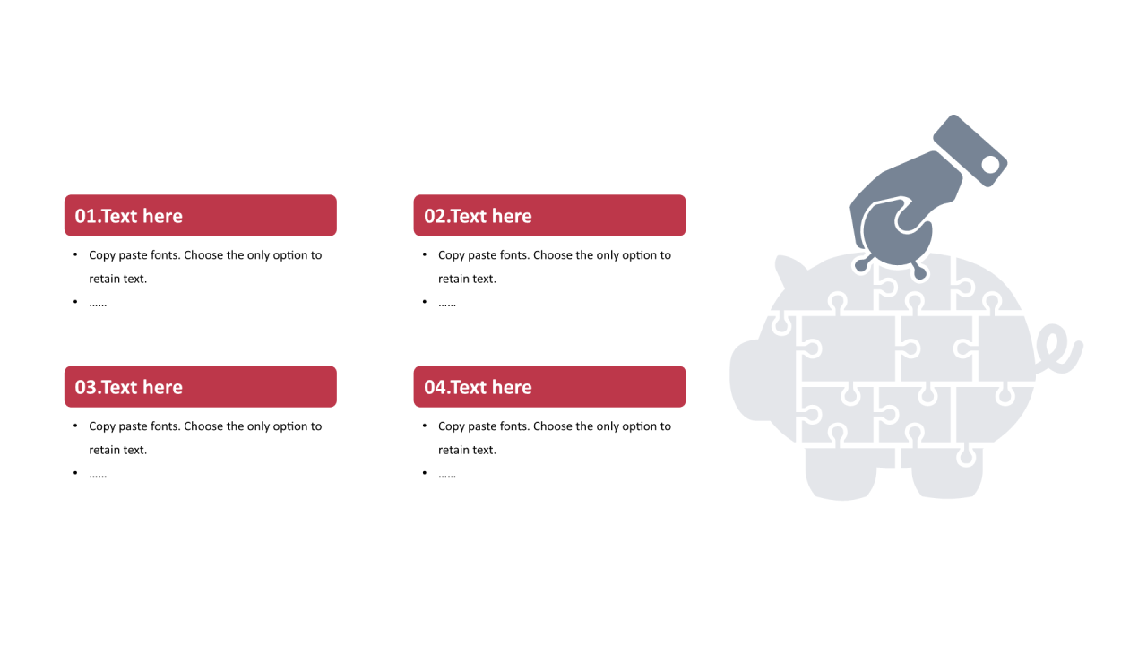 多色圆角矩形扁平4项PPT列表