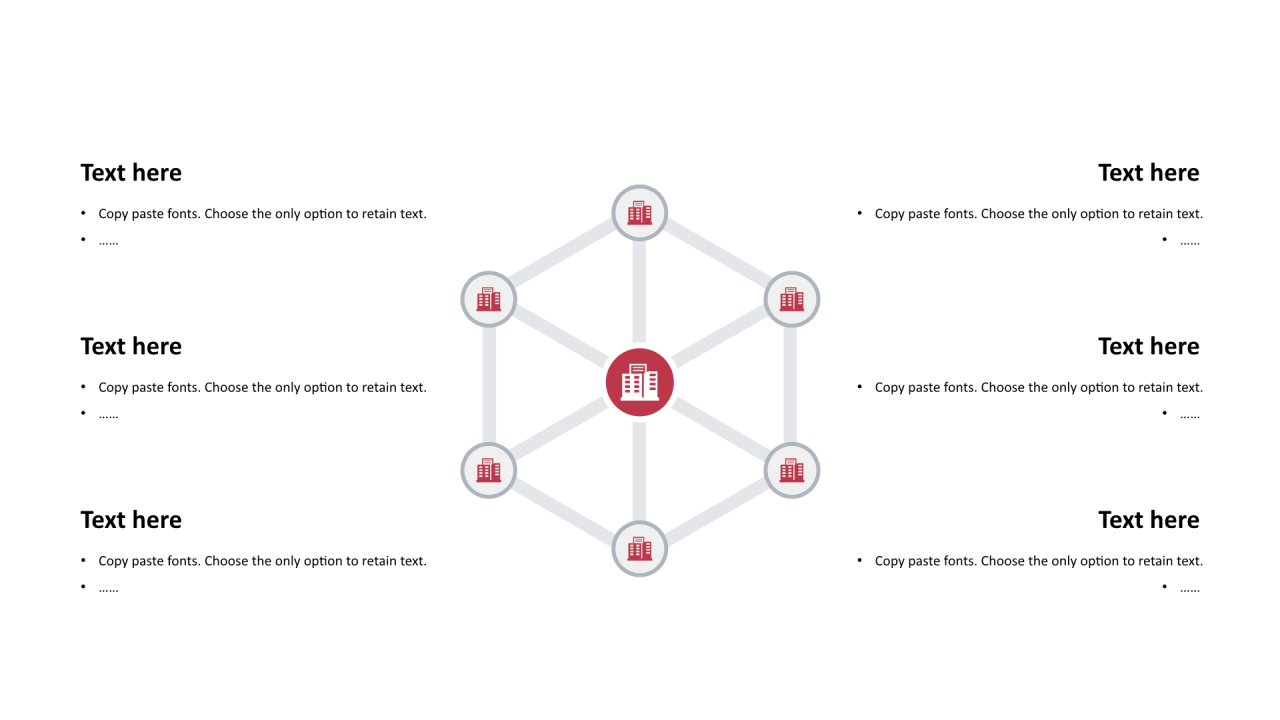 多色圆形扁平6项PPT列表
