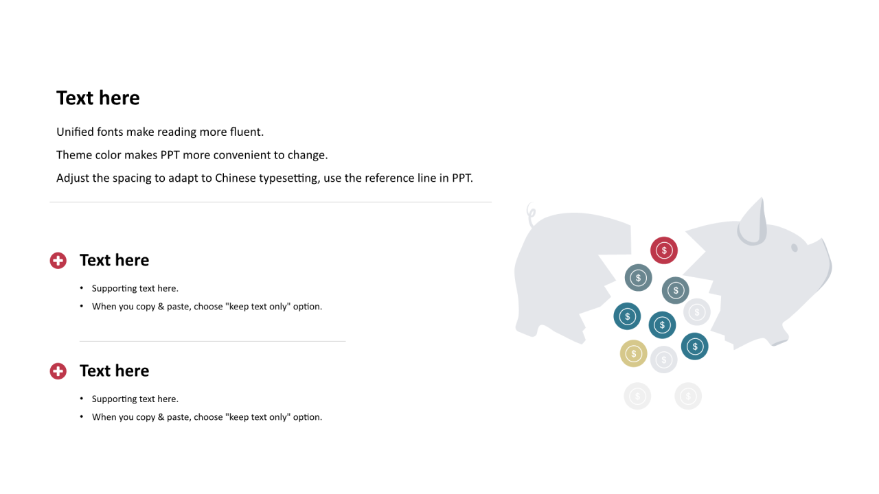 多色圆形扁平2项PPT列表