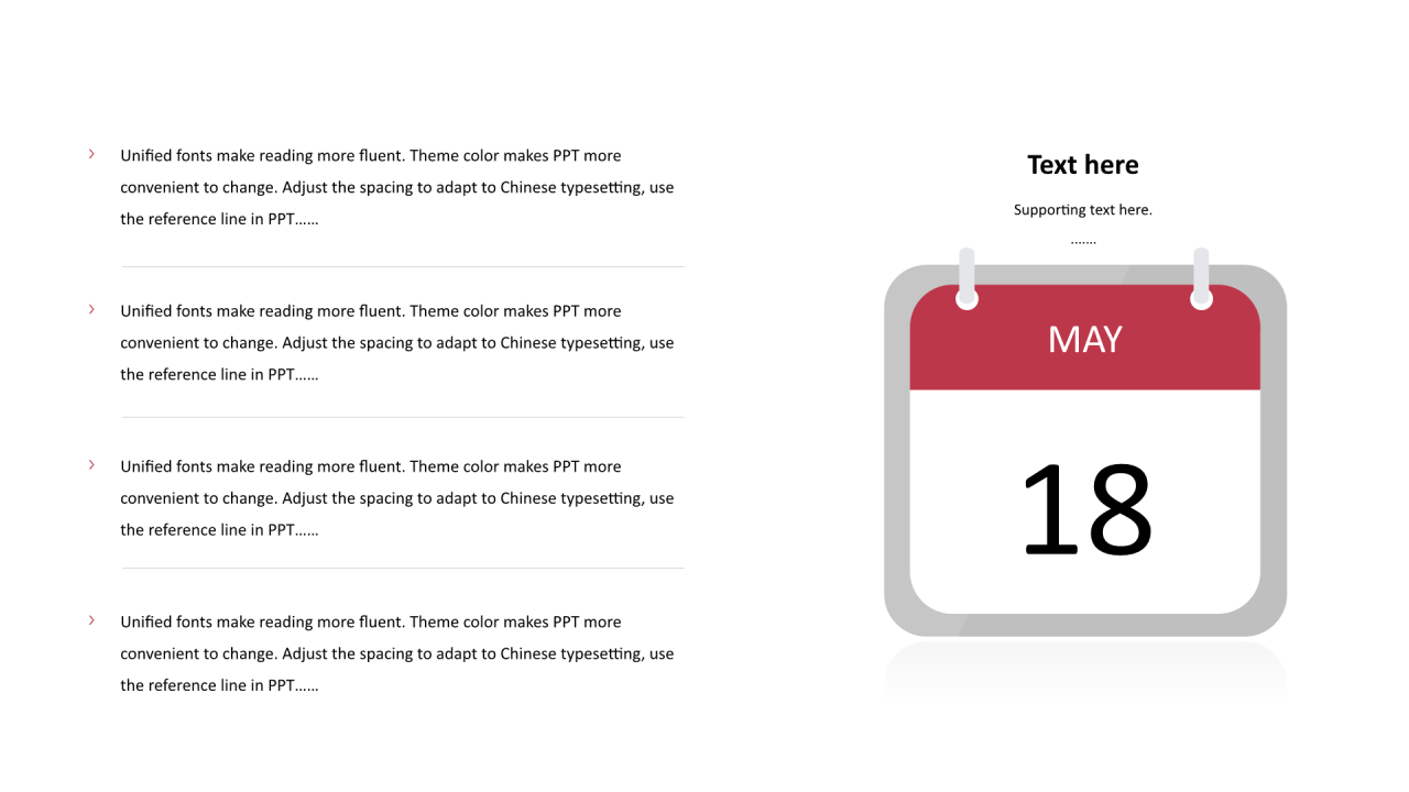 多色圆形扁平4项PPT列表