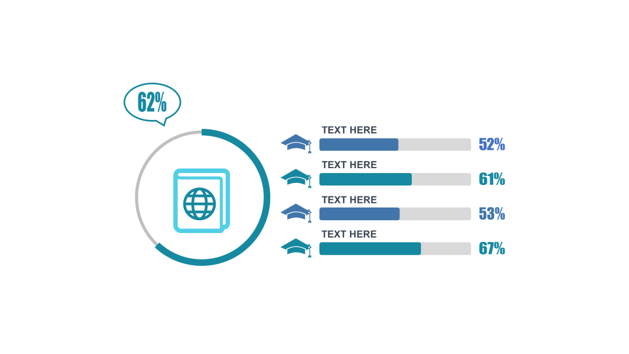 蓝色扁平PPT条形图
