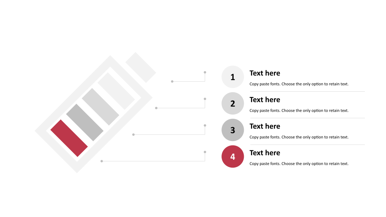 多色圆形扁平4项PPT层次结构