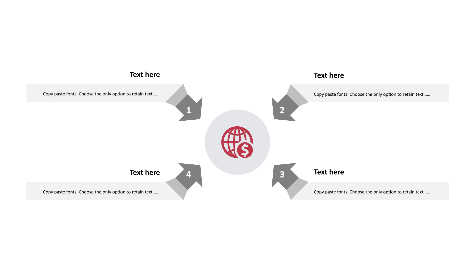 Multi-color round flat 4-item PPT hierarchy