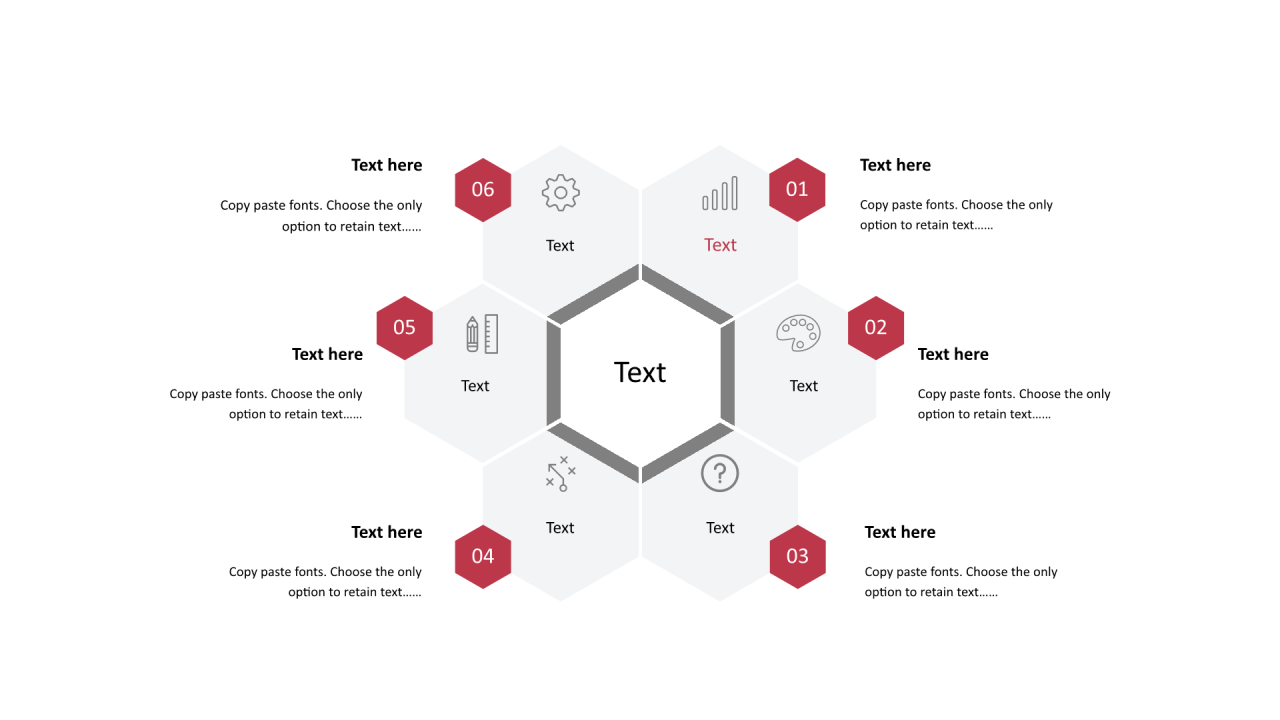 多色多边形扁平6项PPT循环