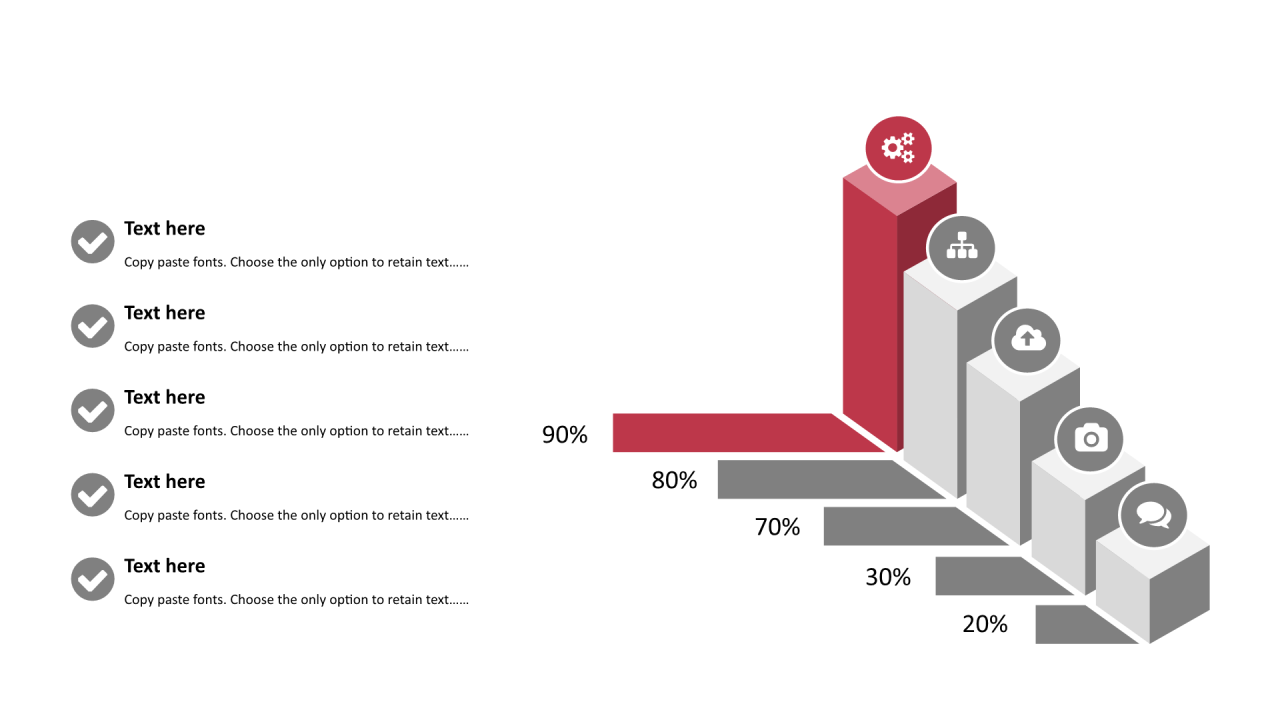 多色矩形扁平5项PPT列表