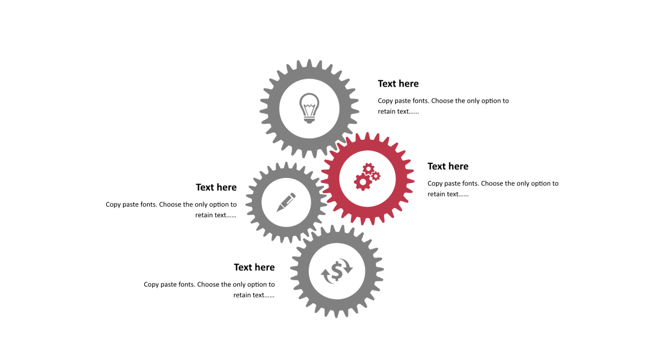 多色齿轮扁平4项PPT关系