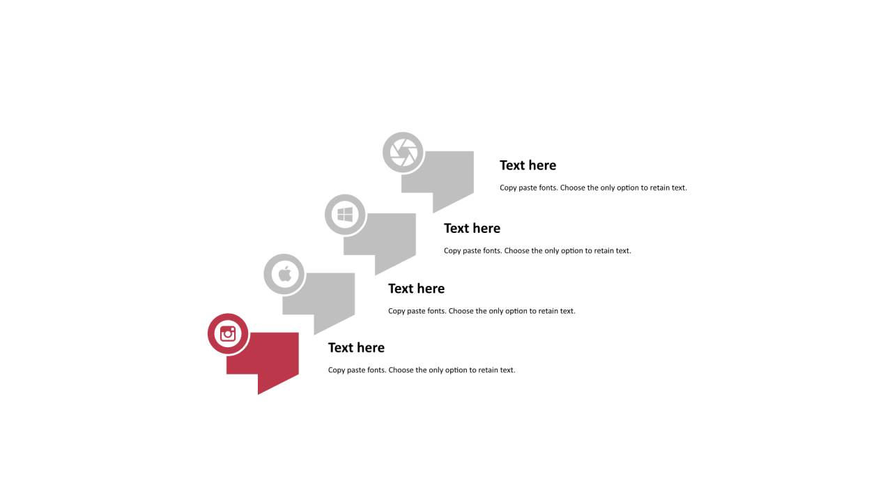多色多边形扁平4项PPT流程