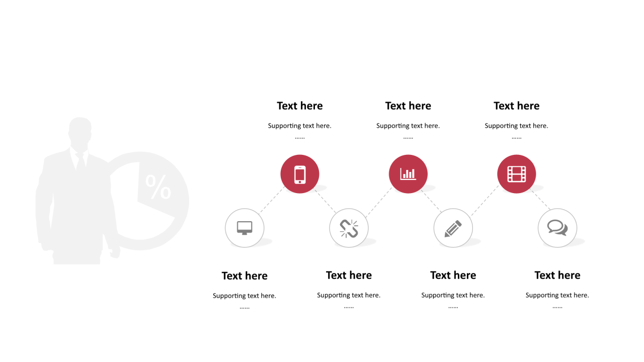 多色圆形扁平7项PPT流程