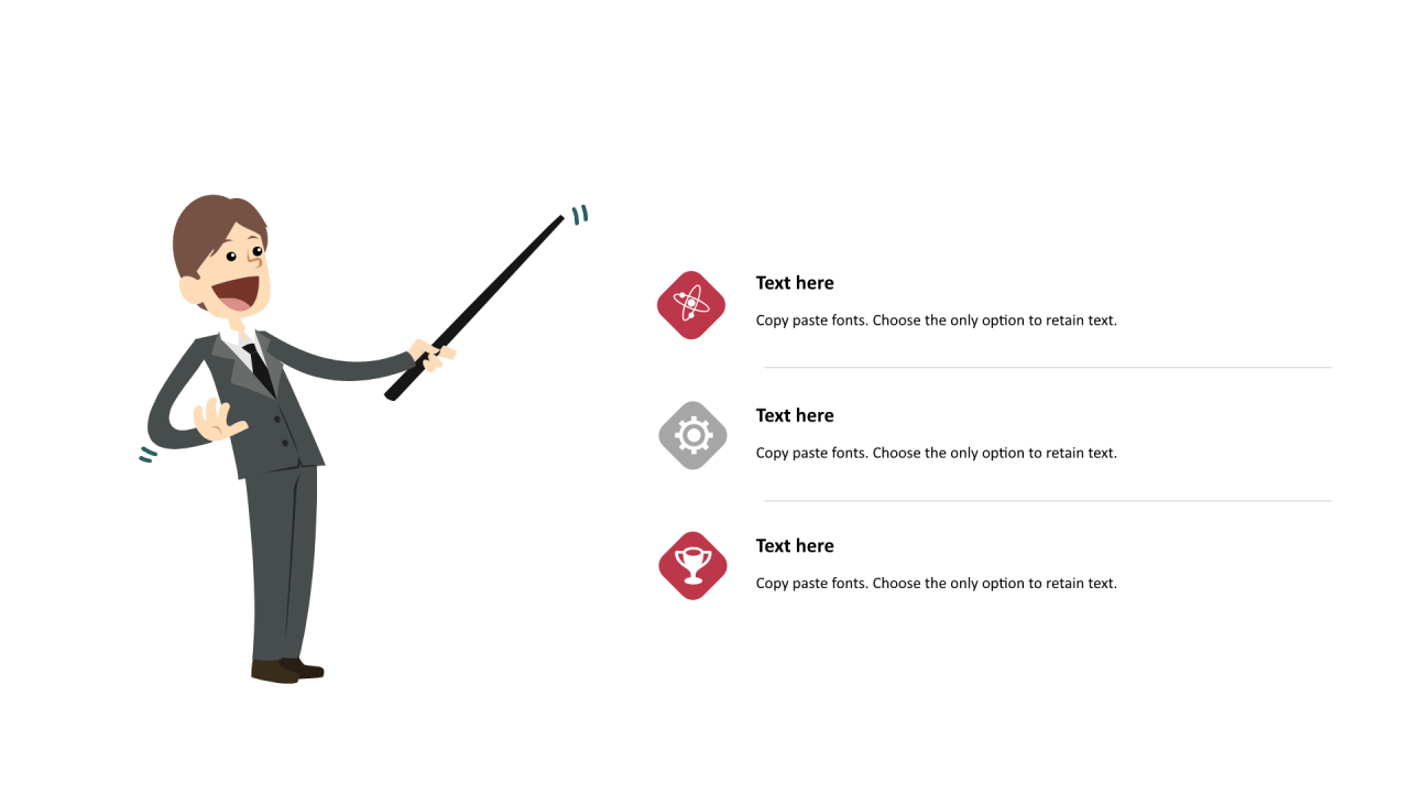 多色圆角矩形扁平3项PPT列表