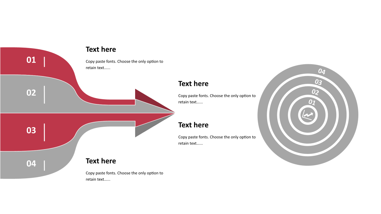 多色圆形扁平4项PPT流程