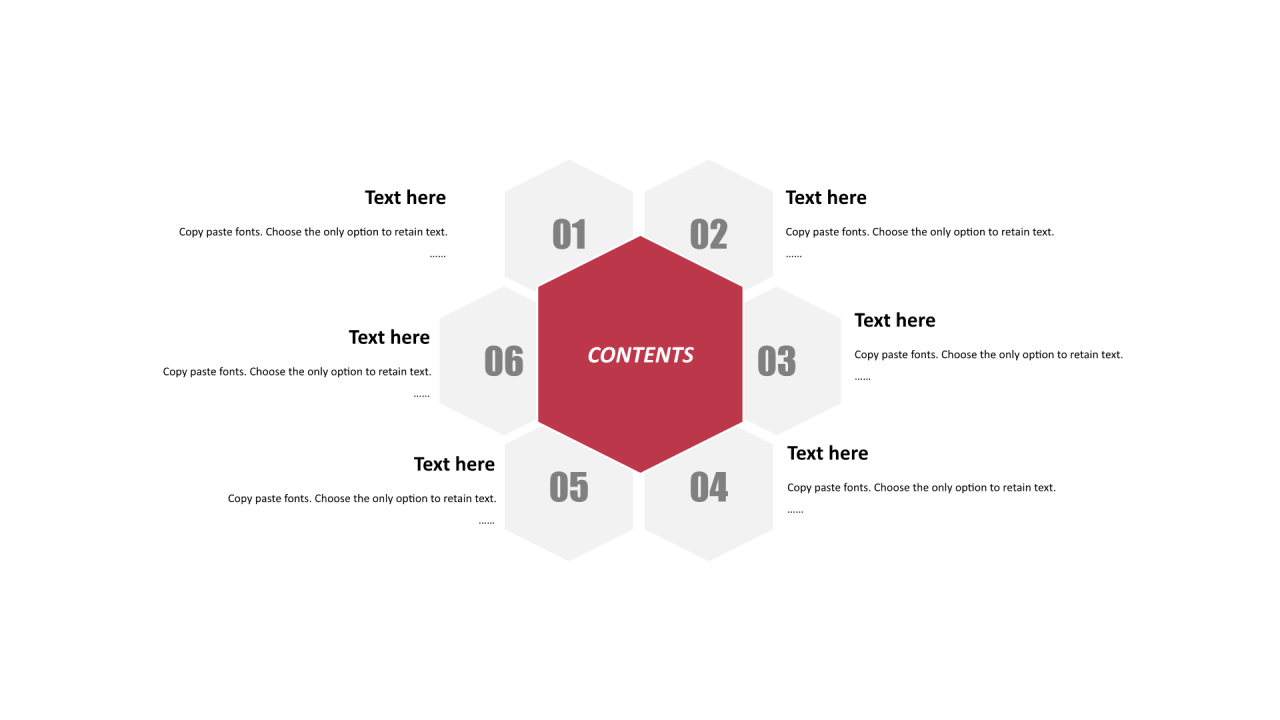 多色多边形扁平6项PPT循环