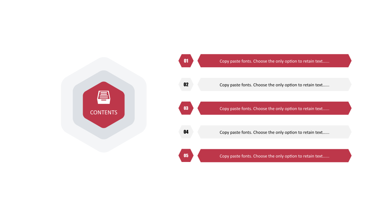多色多边形扁平5项PPT目录