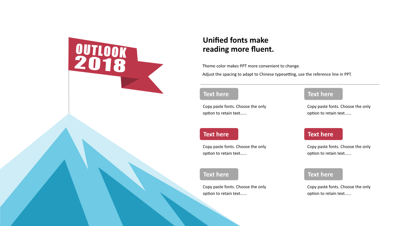 多色矩形扁平6项PPT列表