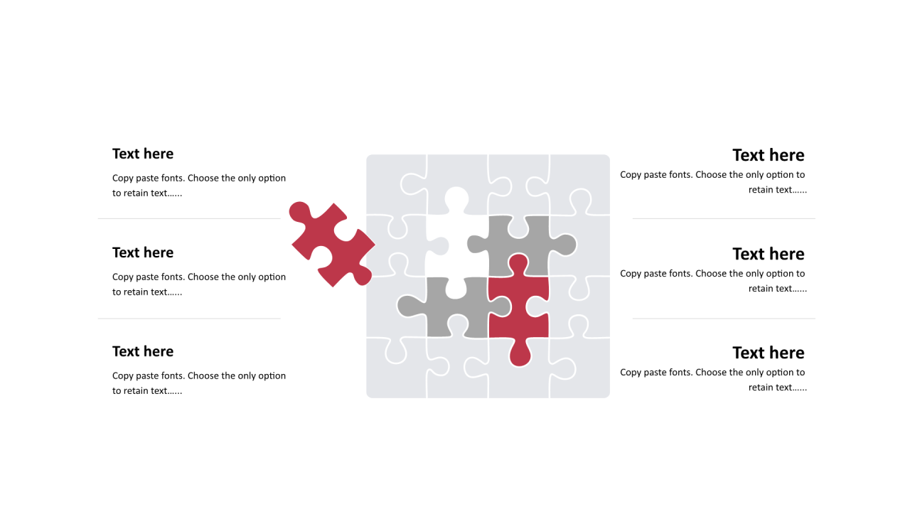 多色矩形扁平6项PPT列表