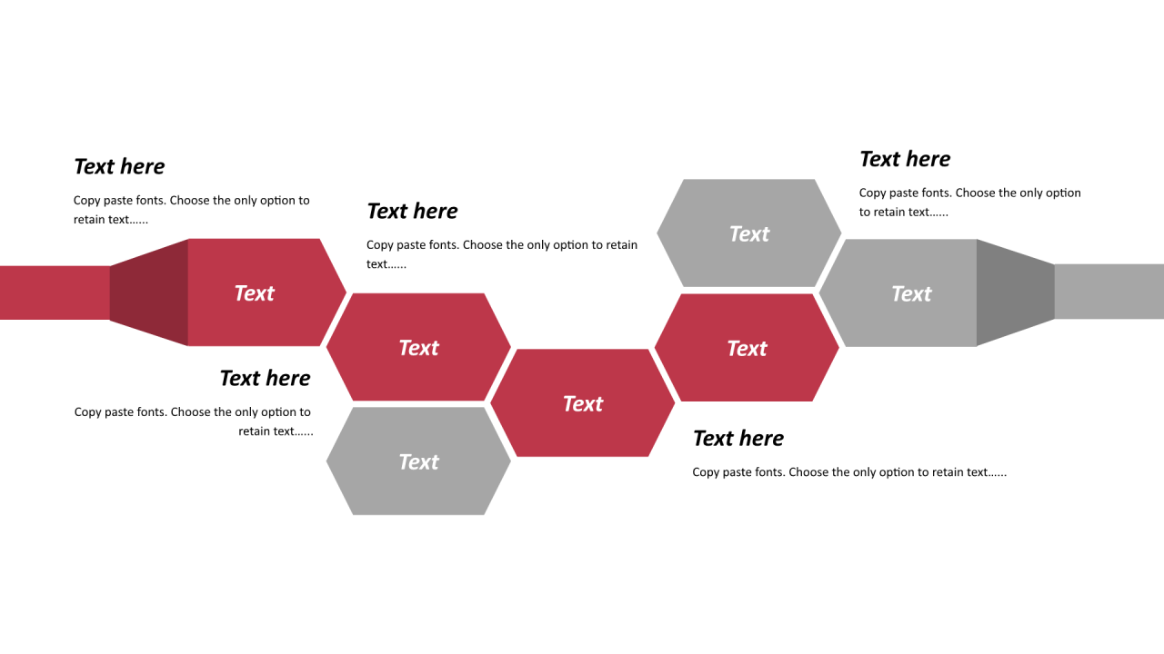多色多边形扁平5项PPT列表