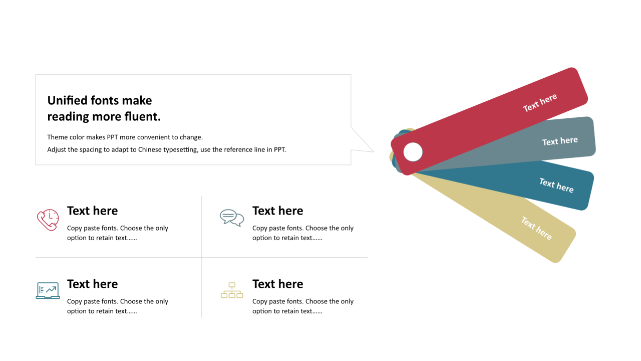 多色线条扁平4项PPT列表