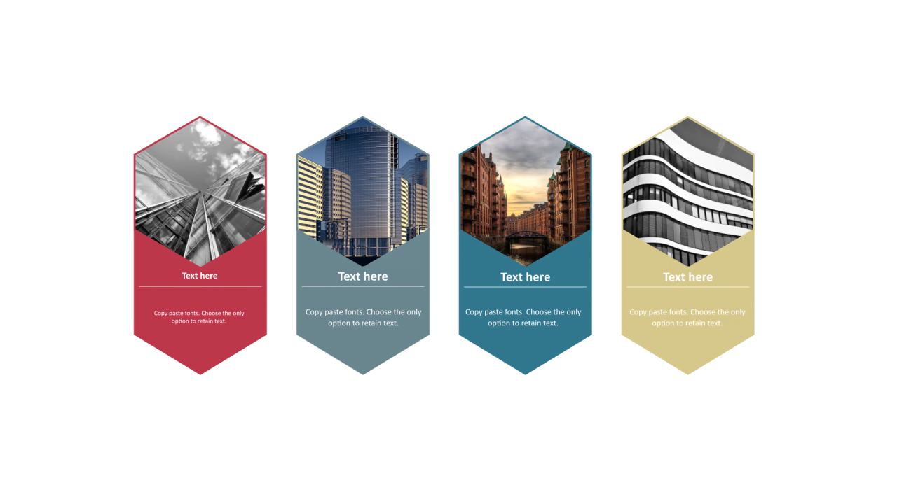 多色多边形扁平4项PPT列表