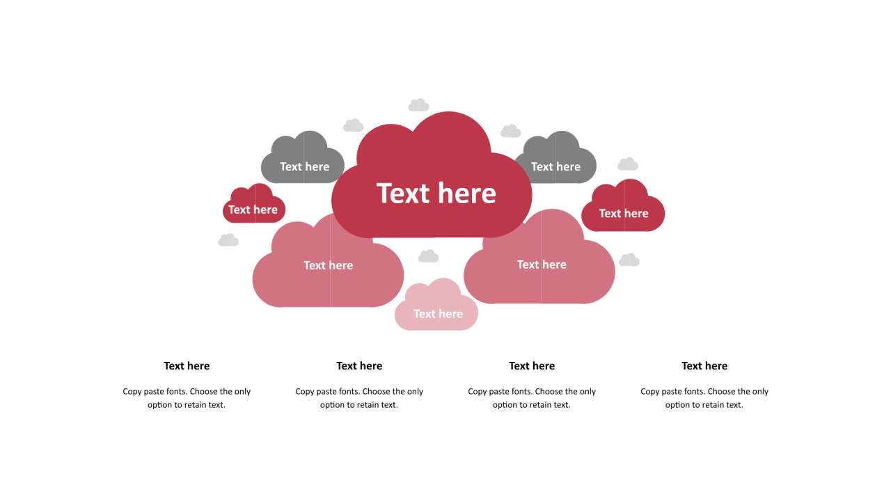 多色云朵扁平4项PPT列表