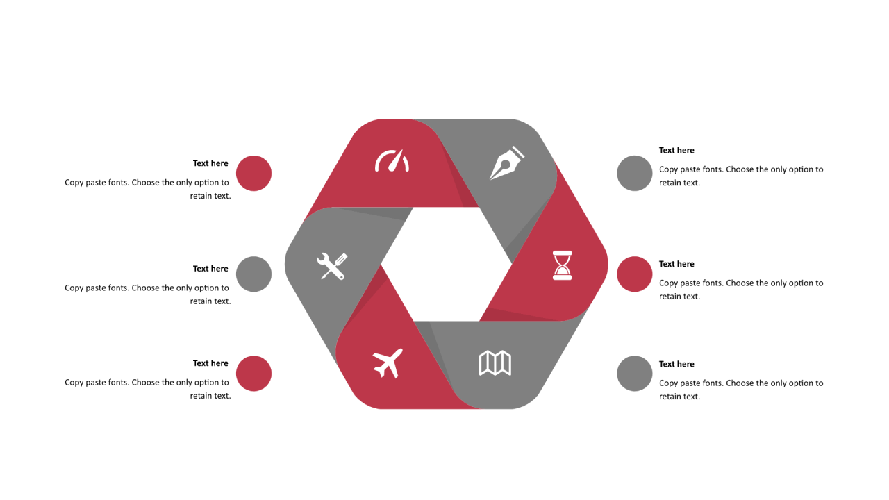 多色多边形扁平6项PPT循环