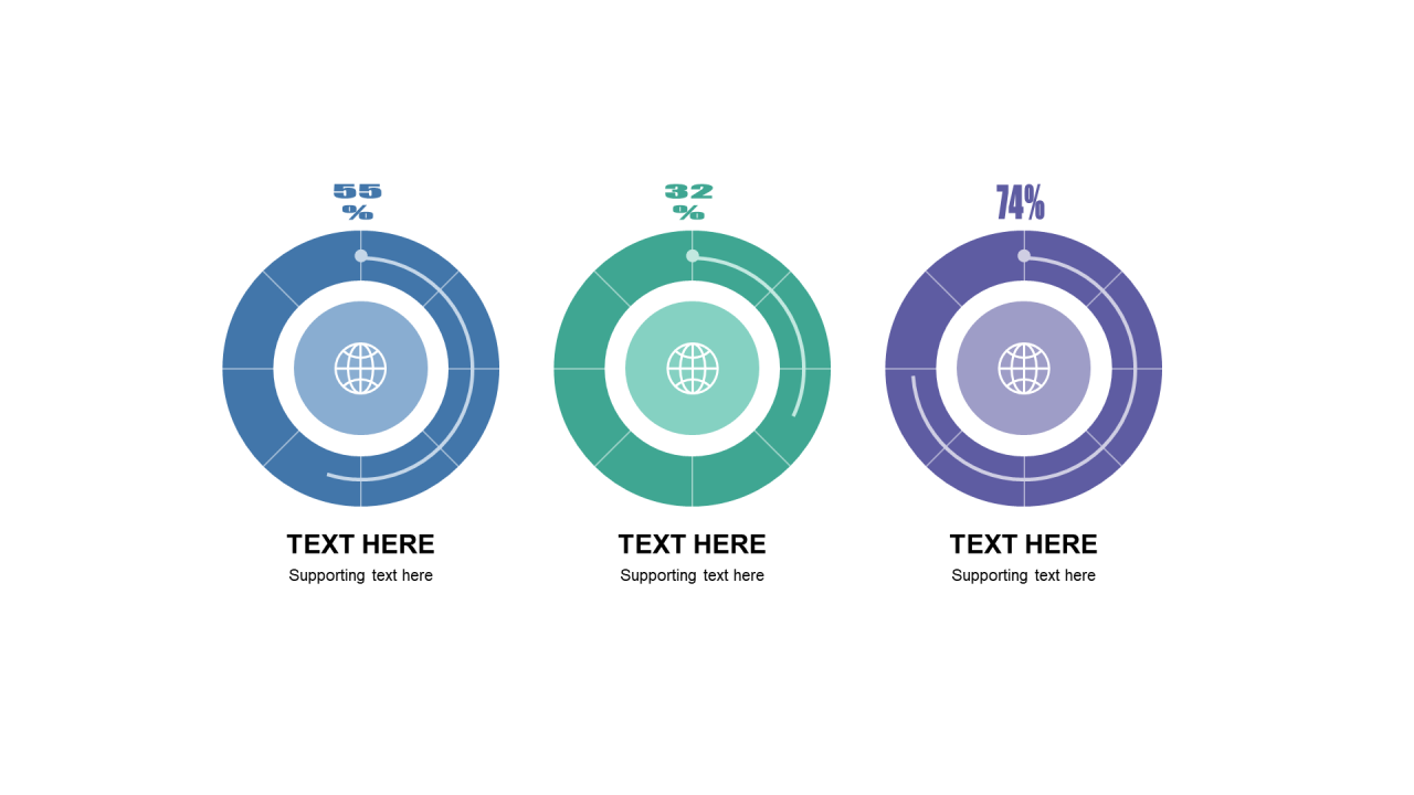 多色扁平PPT环形图