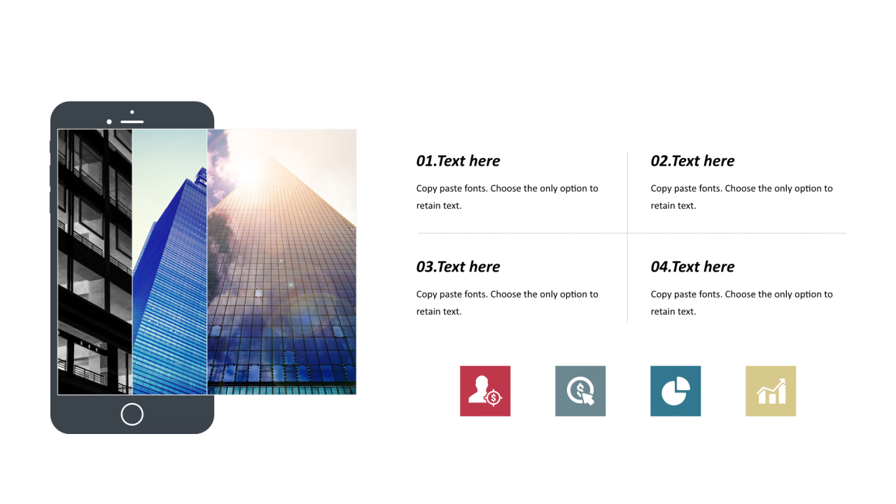 多色圆形扁平4项PPT列表
