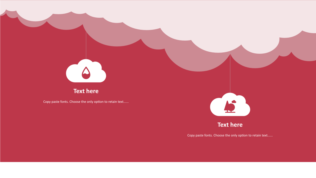 红色云朵扁平6项PPT列表