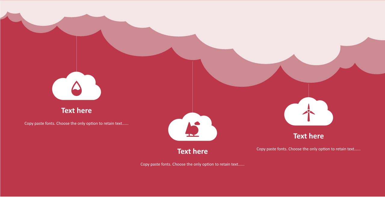 红色云朵扁平6项PPT列表