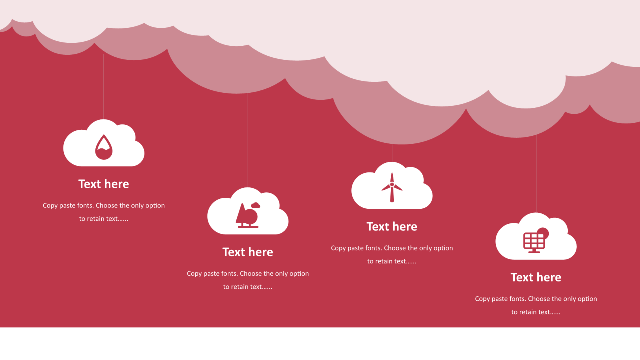 红色云朵扁平6项PPT列表