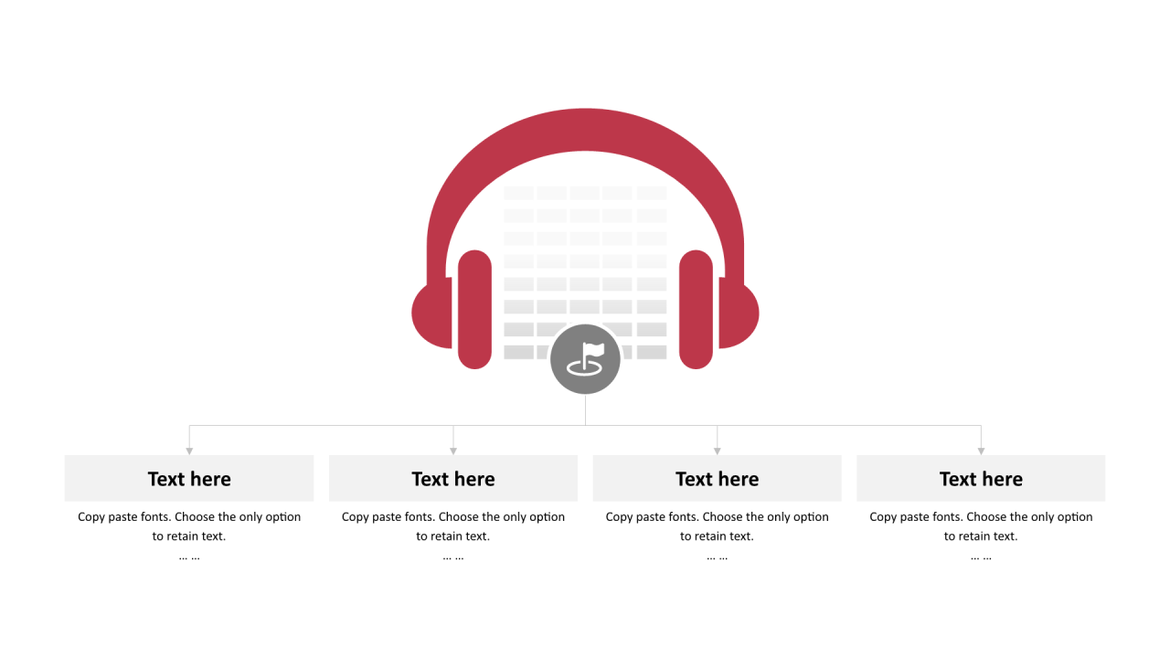 多色圆形扁平4项PPT层次结构