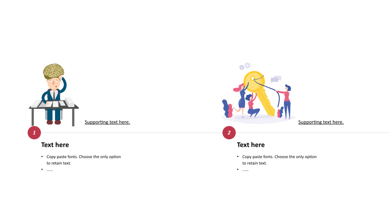 多色圆形扁平2项PPT关系