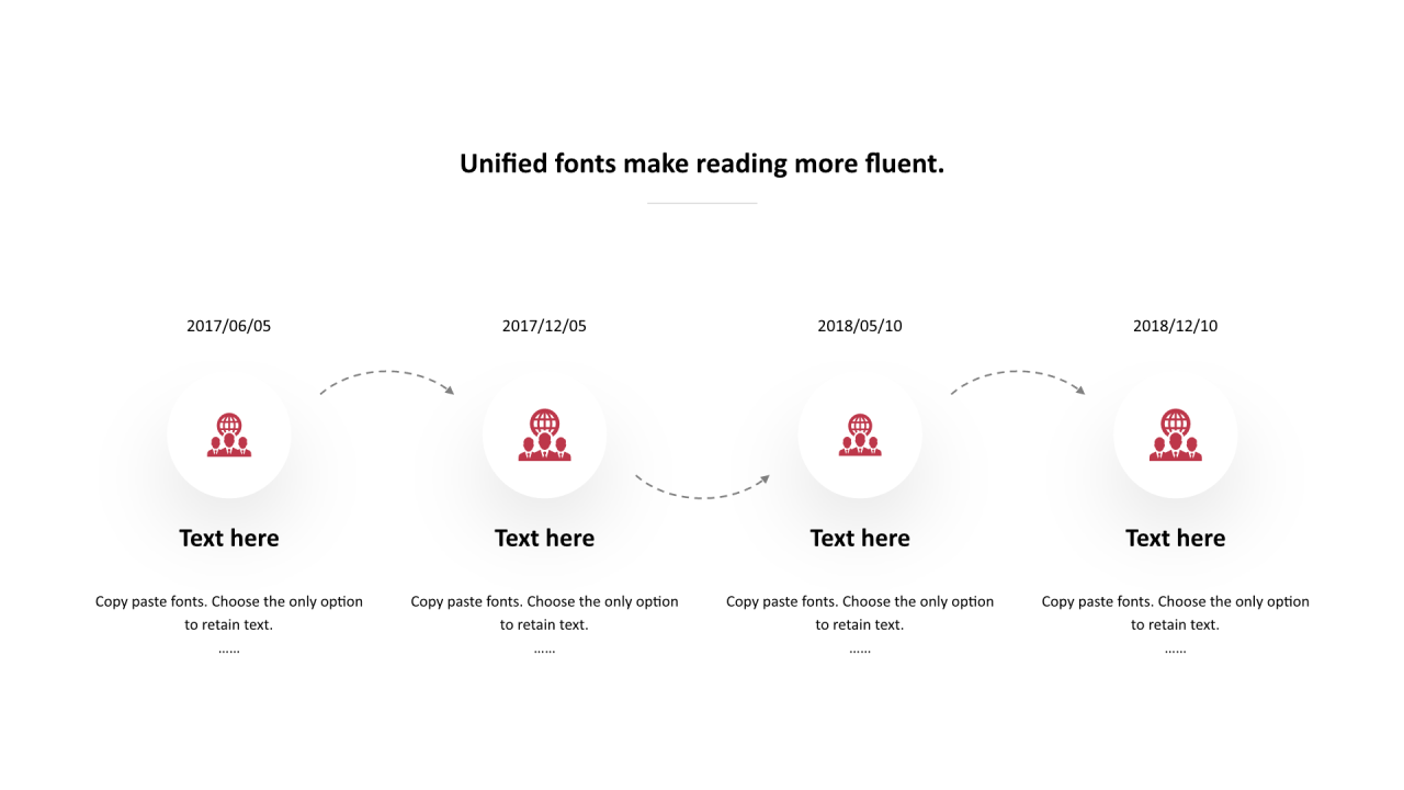 多色圆形扁平4项PPT流程