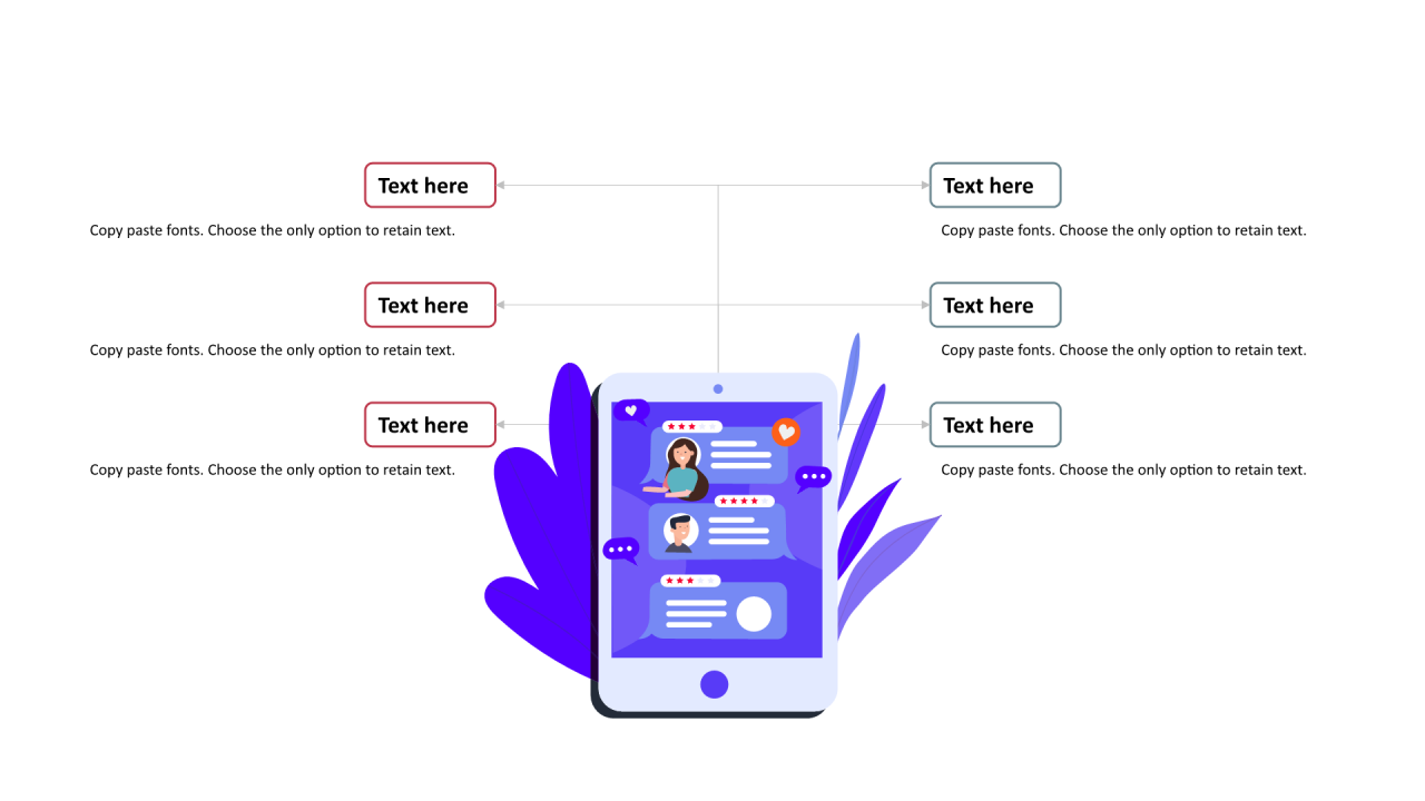 多色圆形扁平6项PPT层次结构