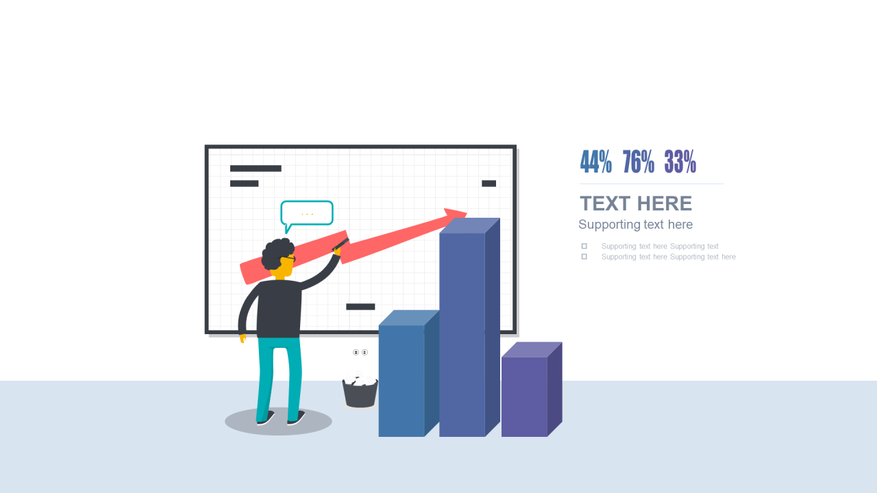 多色扁平PPT柱状图