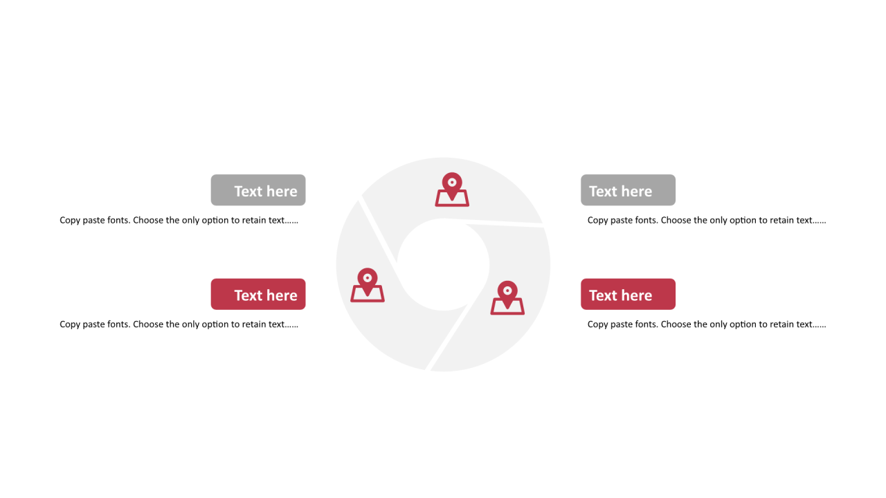 多色圆形扁平4项PPT循环