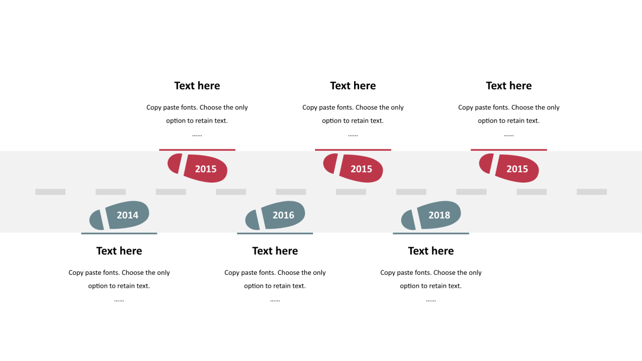 多色插图线条扁平6项PPT流程